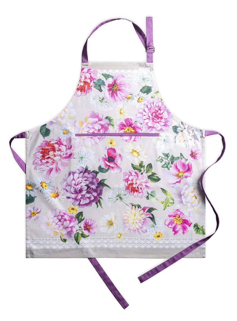 Maison d' Hermine Apron for women with Pocket 100% Cotton 27.50"x31.50" 1 Piece Adjustable Neck Strap & long ties Apron Men, Chef, Wedding, Cooking, Gardening, Server Spring/Summer (Pivoine) - Image 1